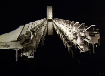 Photo of scene from Busby Berkeley's Gold Diggers of 1935, a source of inspiration for Harriet Young's painting Vegas Floor Show